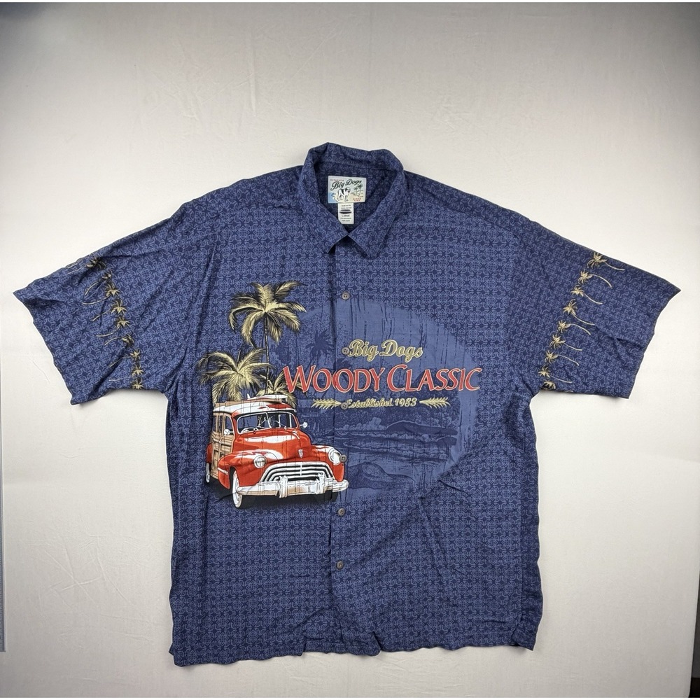 Big Dogs Hawaiian Button Up Mens Size Large Big Dog Woody Classic AOP‎ shirt